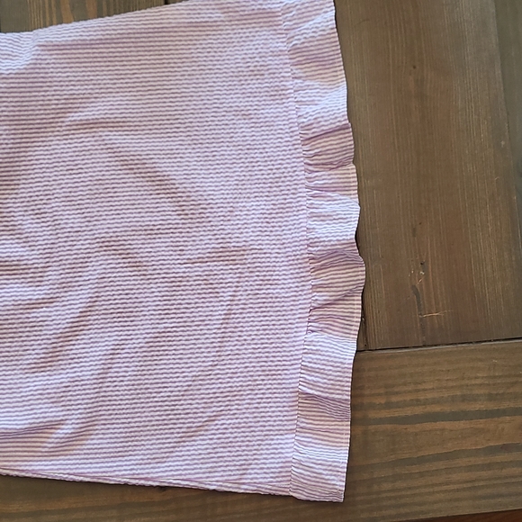 NWOT Purple and White Seersucker Ruffle and Bow Tank Top - Picture 6 of 8